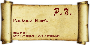 Paskesz Nimfa névjegykártya
